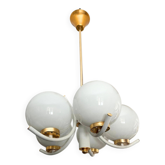 Vintage Chandelier from 1970s with 5 glass globe