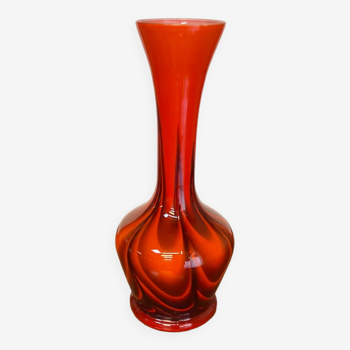 Vase verre soufflé murano vintage années 70 orange