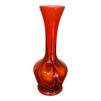 Vase glass blown murano vintage 70s orange