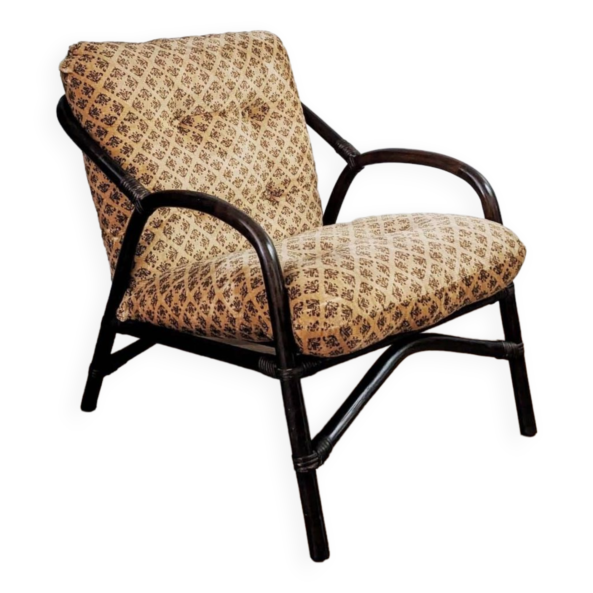Vintage bamboo and rattan armchair