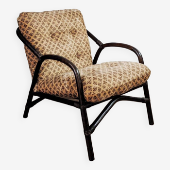 Fauteuil vintage en bambou et rotin