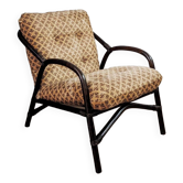 Fauteuil vintage en bambou et rotin