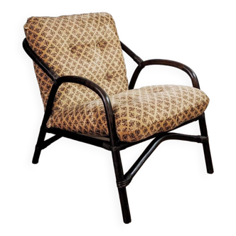 Fauteuil vintage en bambou et rotin