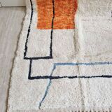 Béni Ouarain rug, geometric terracotta, pink and blue pattern