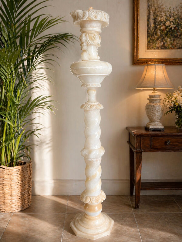 Grande fontaine décorative / colonne onyx albâtre – 1m45