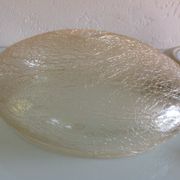 Round ceiling light in gold metal and amber cracked glass 70/80