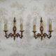Pair Vintage French Traditional Style Bronze Mid Century Wall Lights 5345