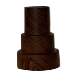 Pyramidal circular teak monoxyle candlestick H7 D5