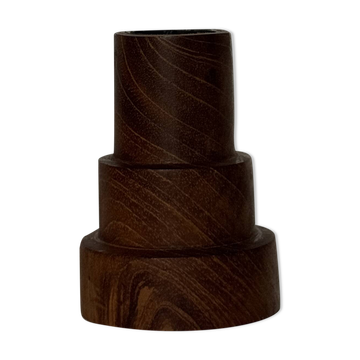 Pyramidal circular teak monoxyle candlestick H7 D5