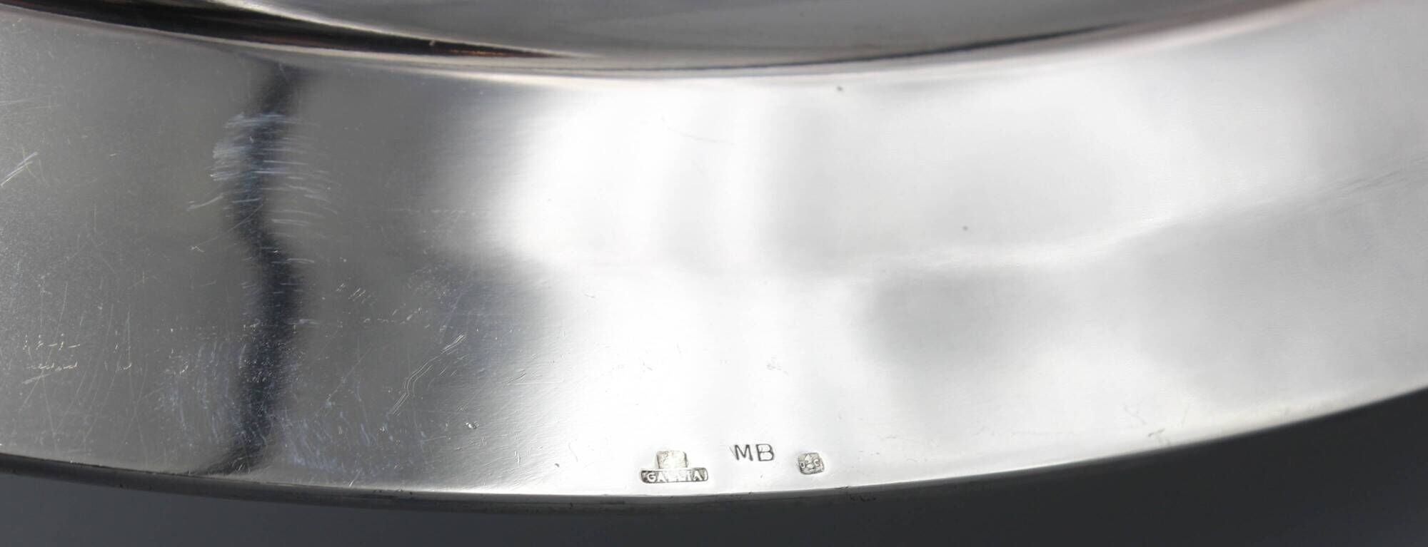 Very beautiful oval flat serving platter in silvered metal gallia coqui decoration
