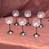 Set of six glasses with Riesling wine in the 1970s dimension: H-17 cm-D-6.5 cm-