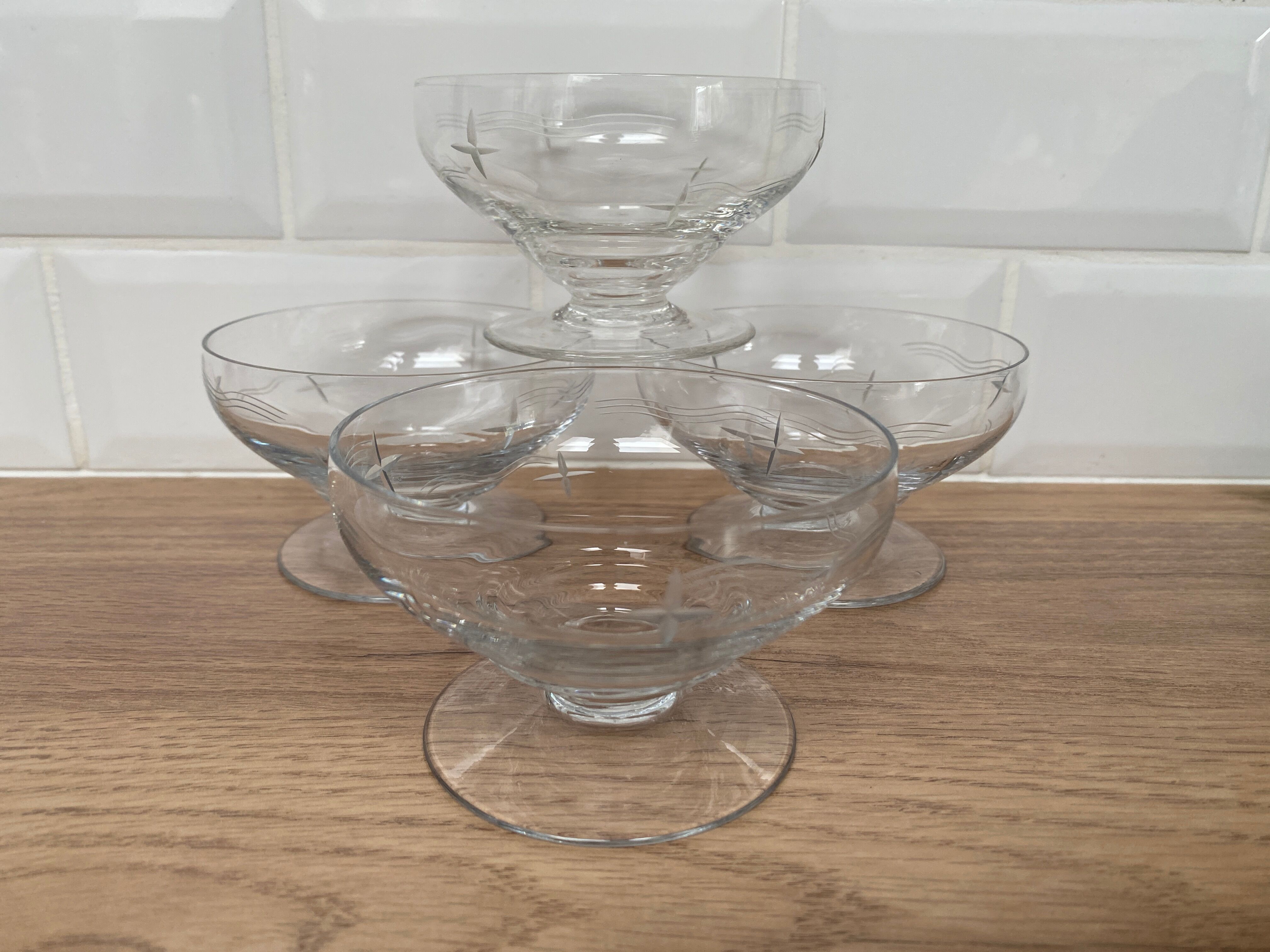 Set of 4 cut glass cups