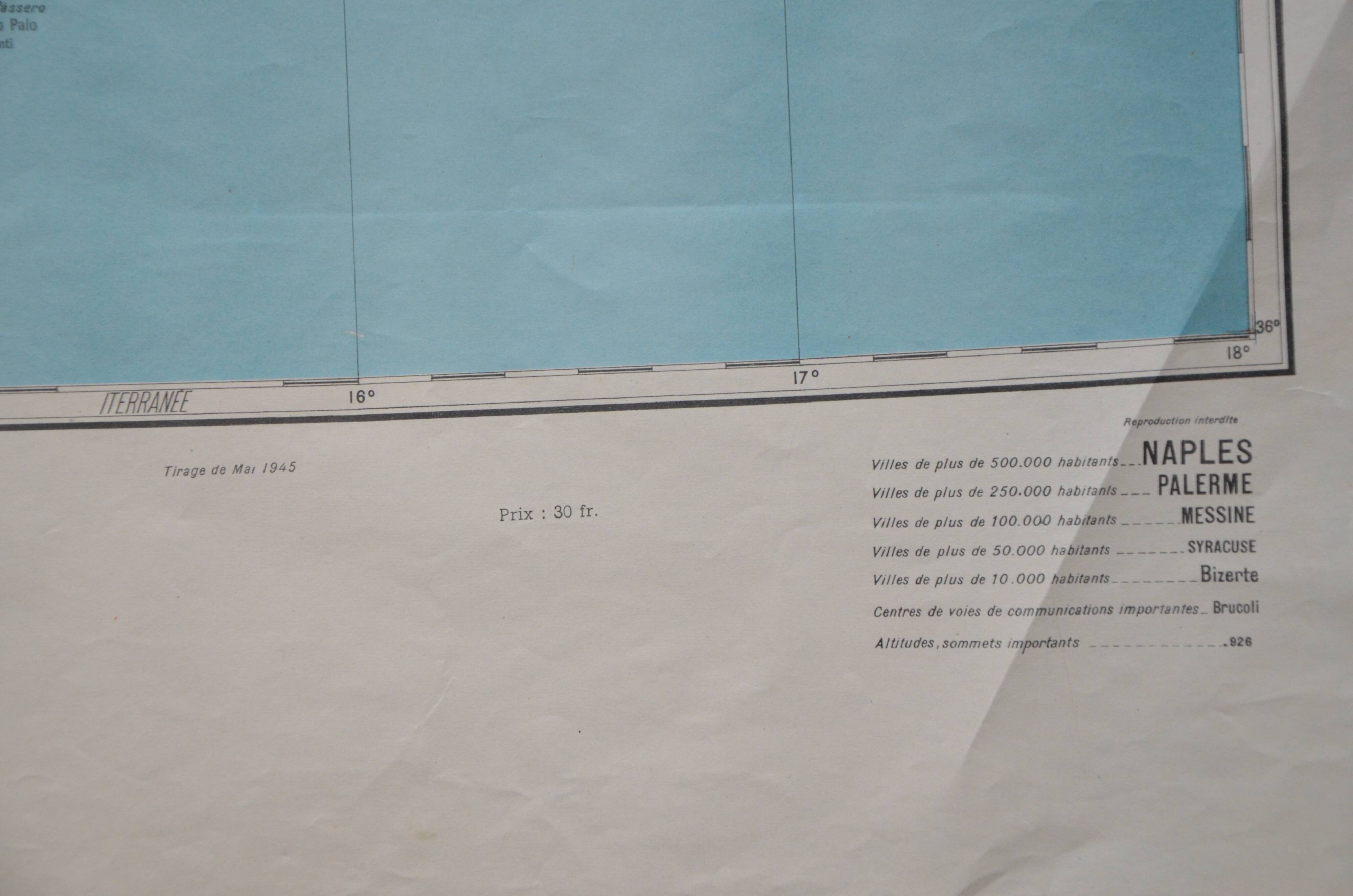 Map IGN vintage Naples-Tunis