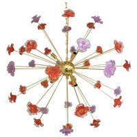 Red and violet flowers murano glass sputnik chandelier