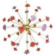 Suspension fleurs rouges et violettes verre de murano spoutnik