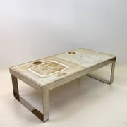 Table basse céramique / chrome — Jean Gregorieff, France, 1970s