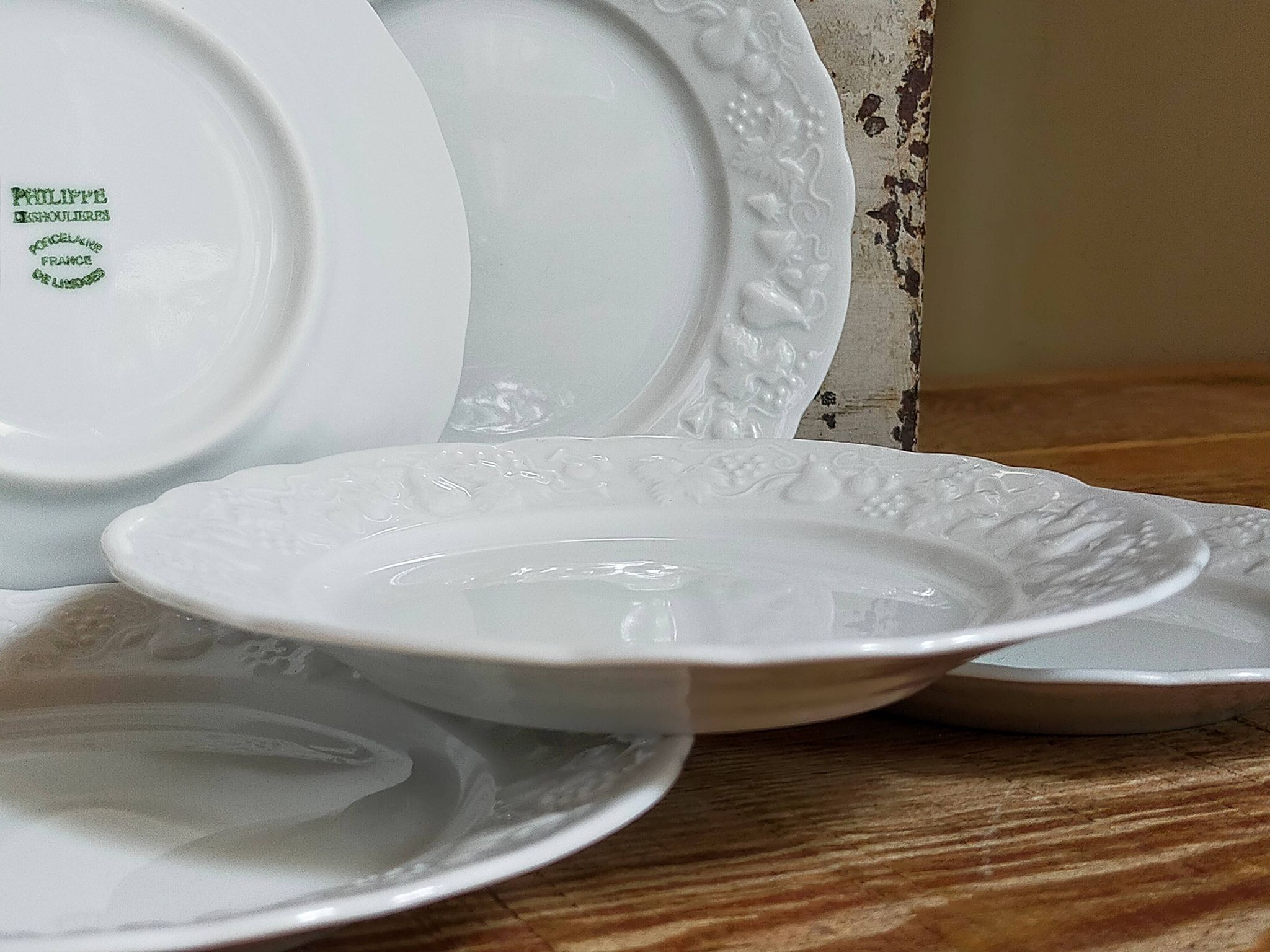 Six vintage Philippe Deshoulières Limoges California porcelain bread plates