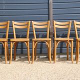 5 Baumann chairs No. 19 in light beech.