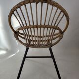 Children's armchair rattan and metal 60s