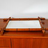 Bamboo effect wooden barber mirror 55 x 41 cm