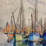 Old painting, Marine, signed and dated 1933