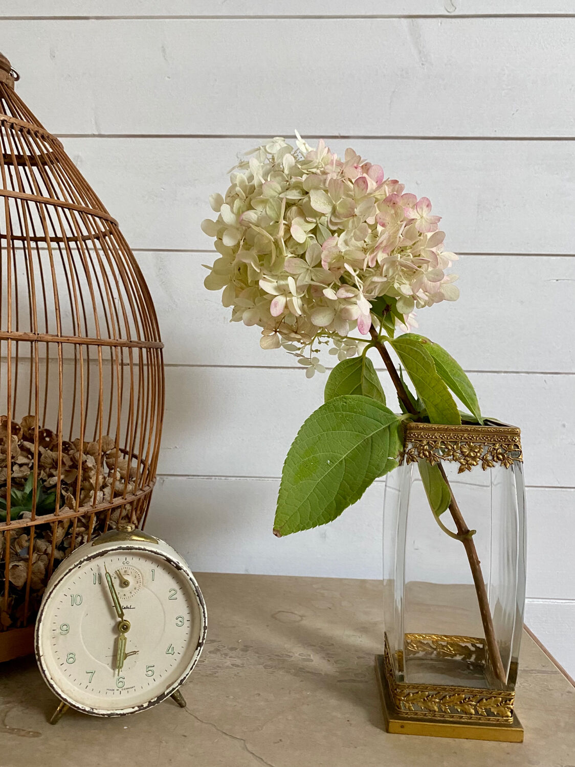 Vase en verre et laiton années 30