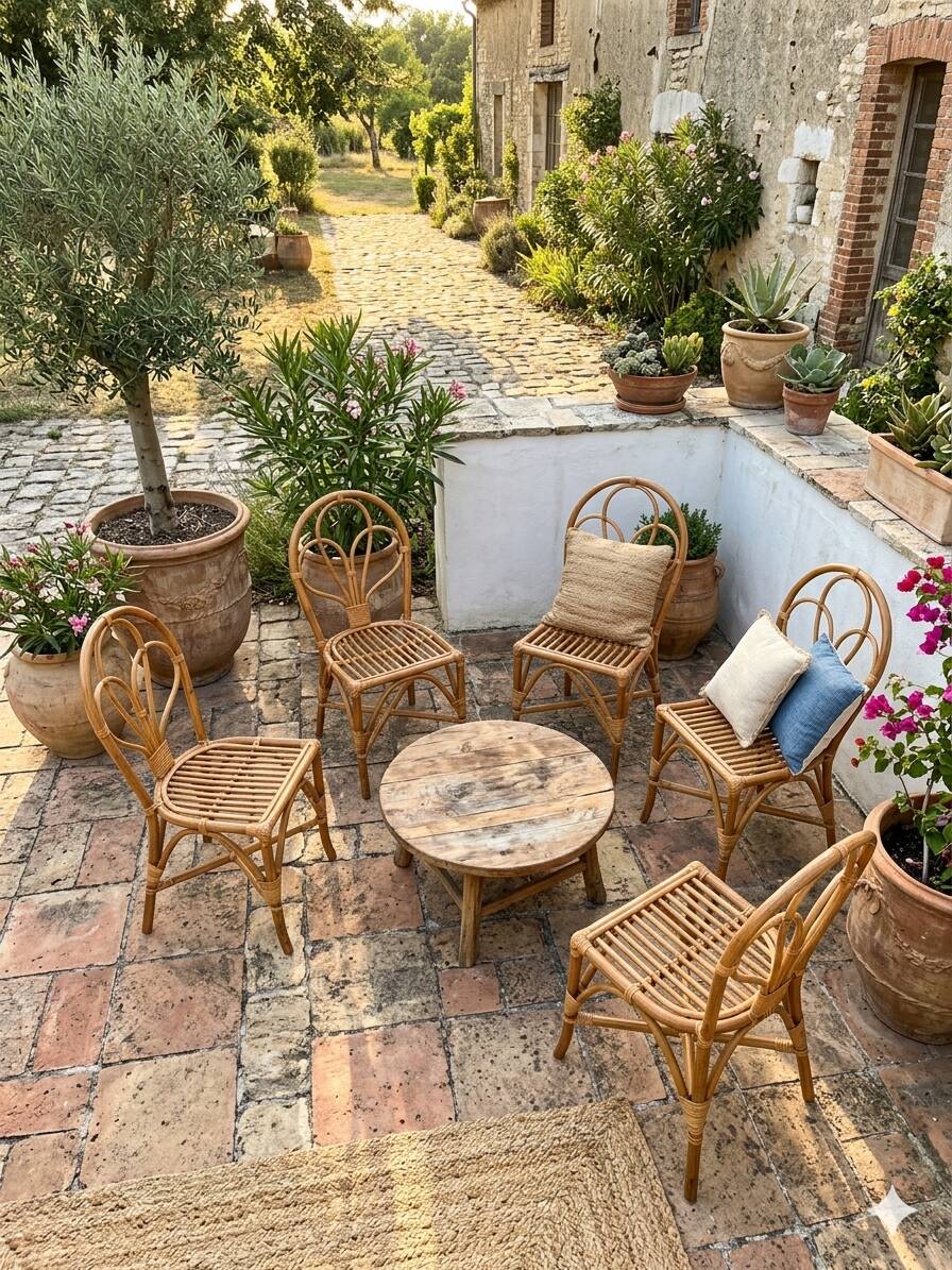 4 rattan chairs from the 1970s