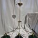 Opaline green white with brass billiard pool lamp 110-150 cm 3 shades