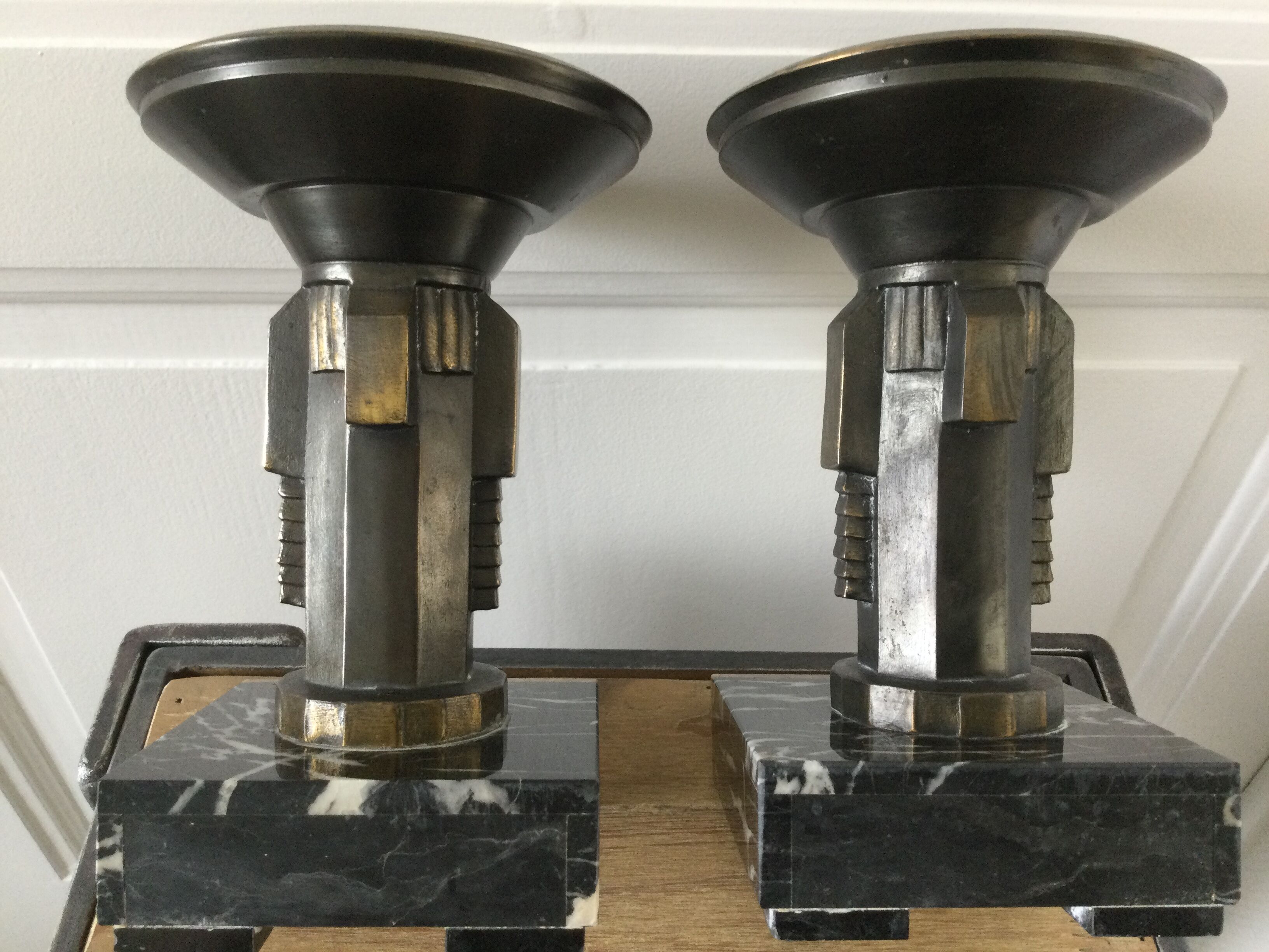 Pair of empty pocket or candle holder 40s art deco