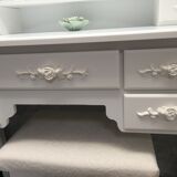 Cabinet desk dressing table white lacquered wood romantic style triptych mirror chic