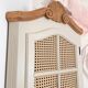 Corner unit in 2 parts, grey/beige and cane work.