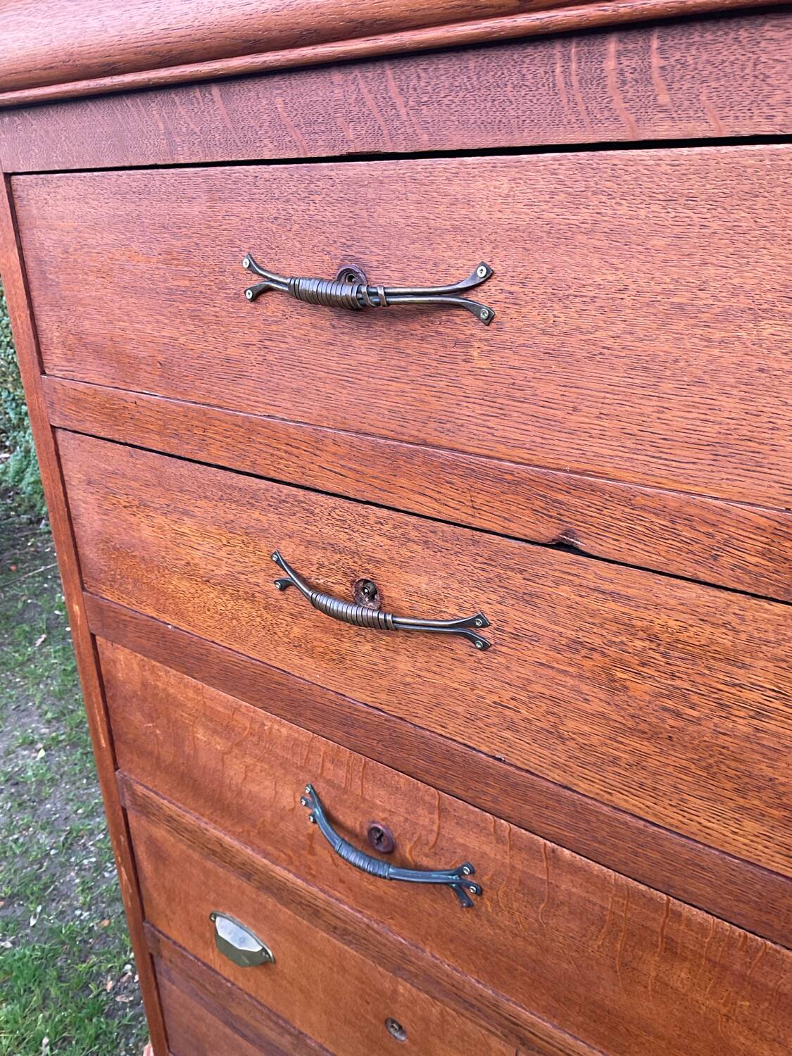 Old oak workshop furniture with drawers