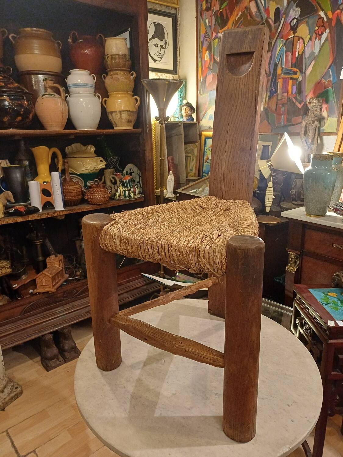 Brutalist Tripod Chair "Wabi-Sabi" Folk Art, 1900-1950