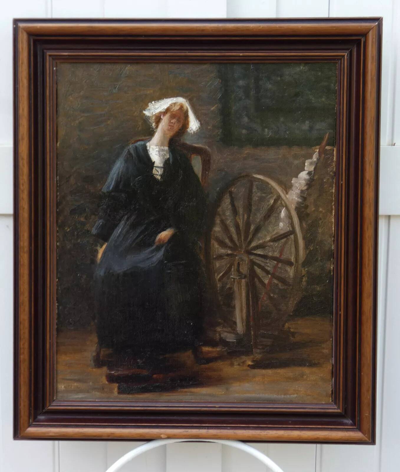 Early 19th-Century Portrait of a Woman and a Spinning Wheel