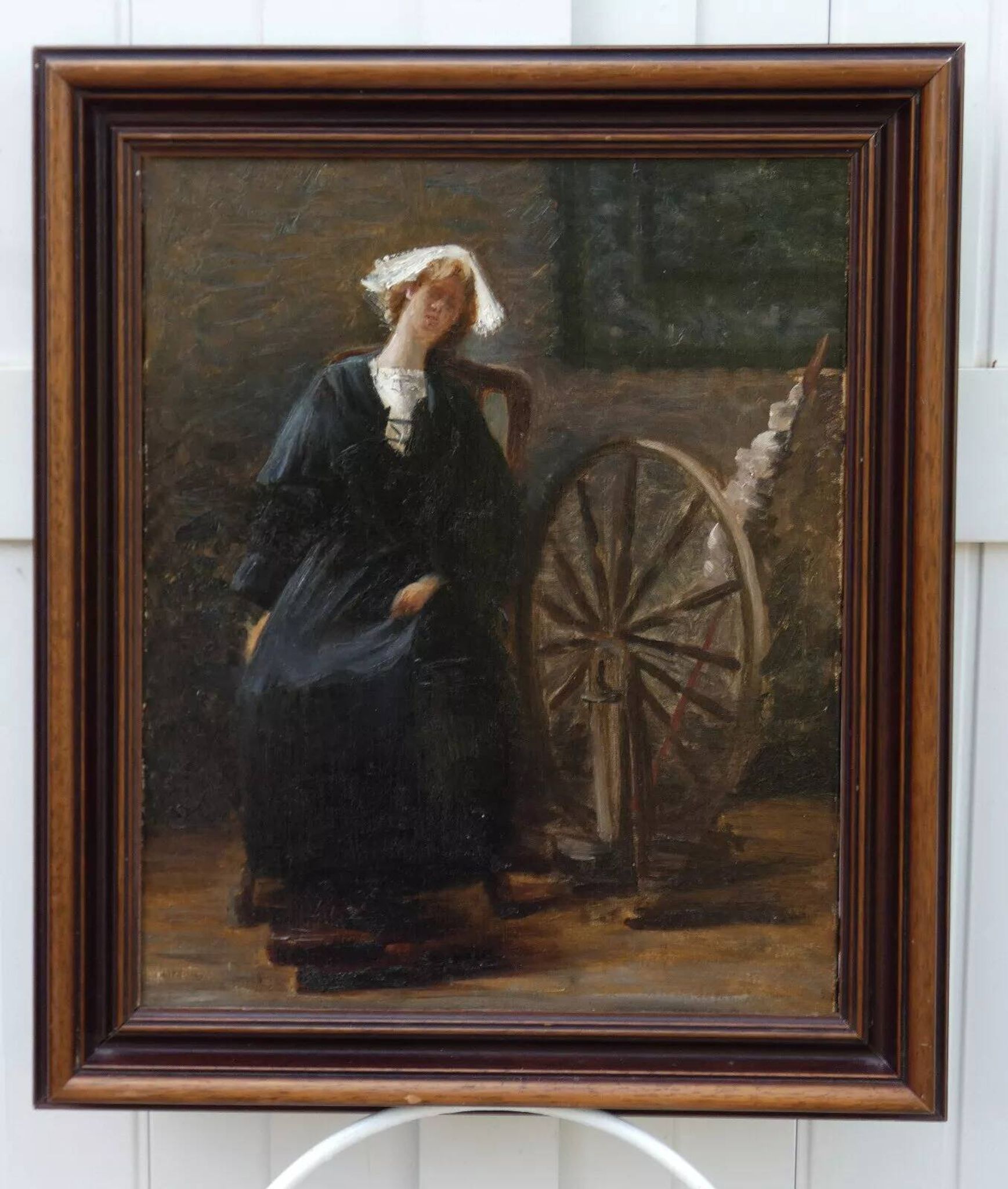 Early 19th-Century Portrait of a Woman and a Spinning Wheel