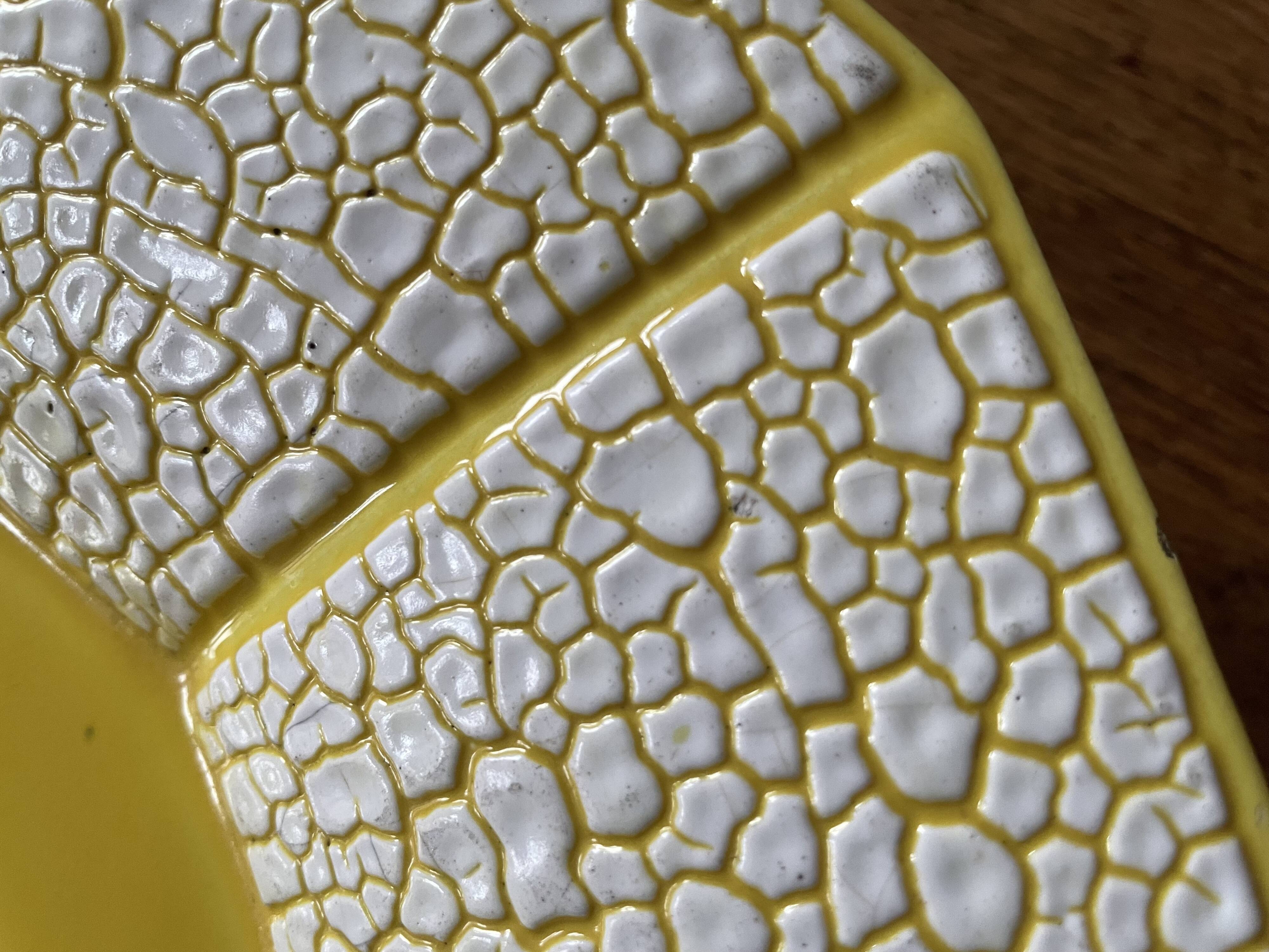 Old salad bowl, fruit bowl - yellow and white ceramic, vintage