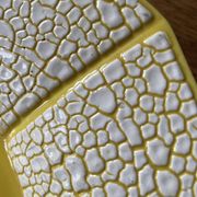 Old salad bowl, fruit bowl - yellow and white ceramic, vintage