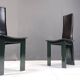 Set of 6 Italian leather and green lacquer dining chairs, 1980s