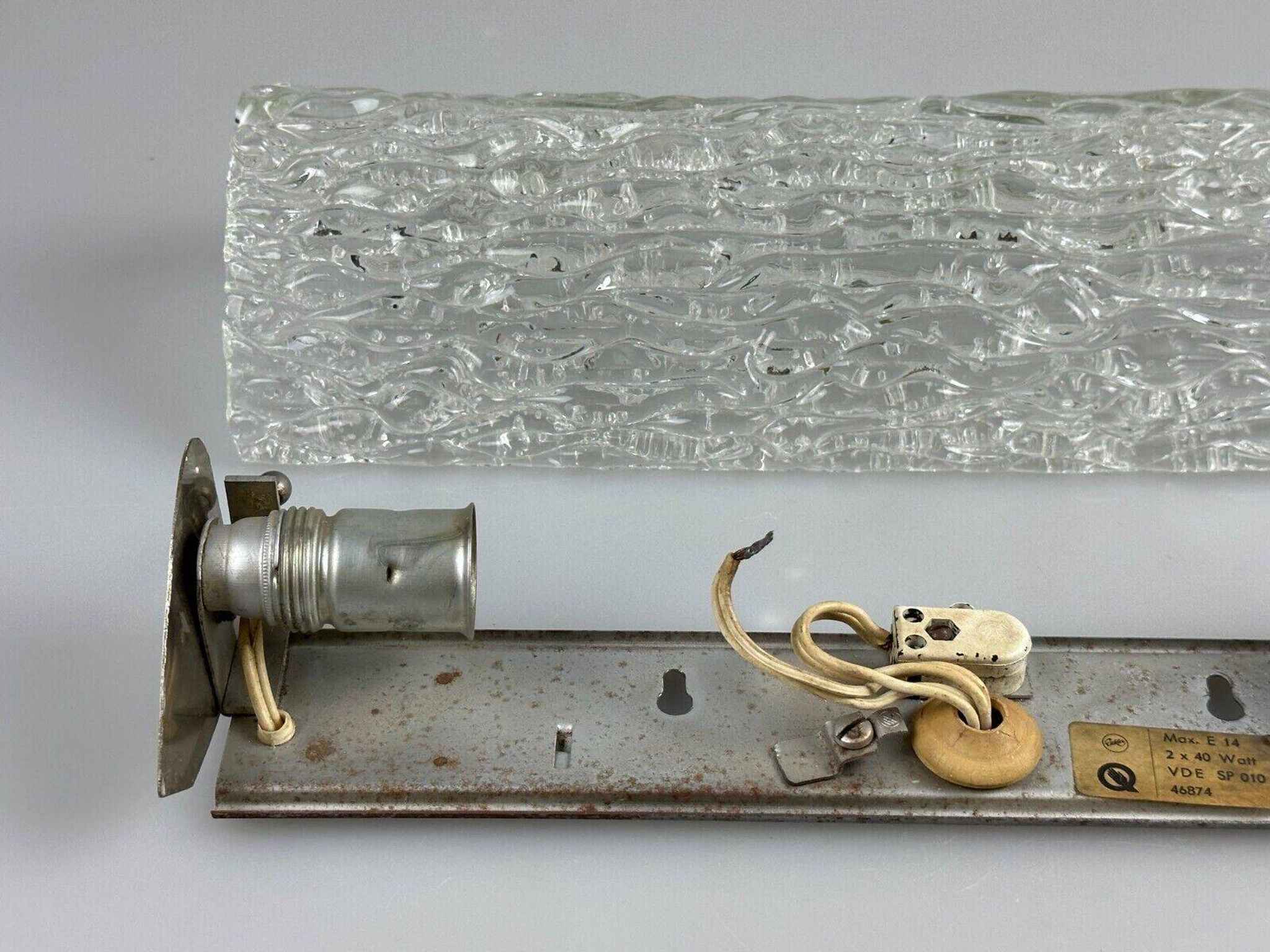 Lampe murale des années 60 et 70, éclairage de miroir, Allemagne, verre glacé, Space Age Design