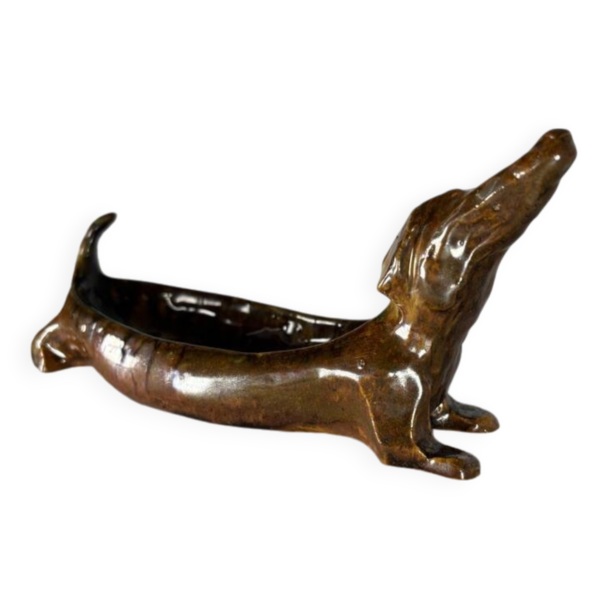 Dachshund ceramic dish 1960 france vintage