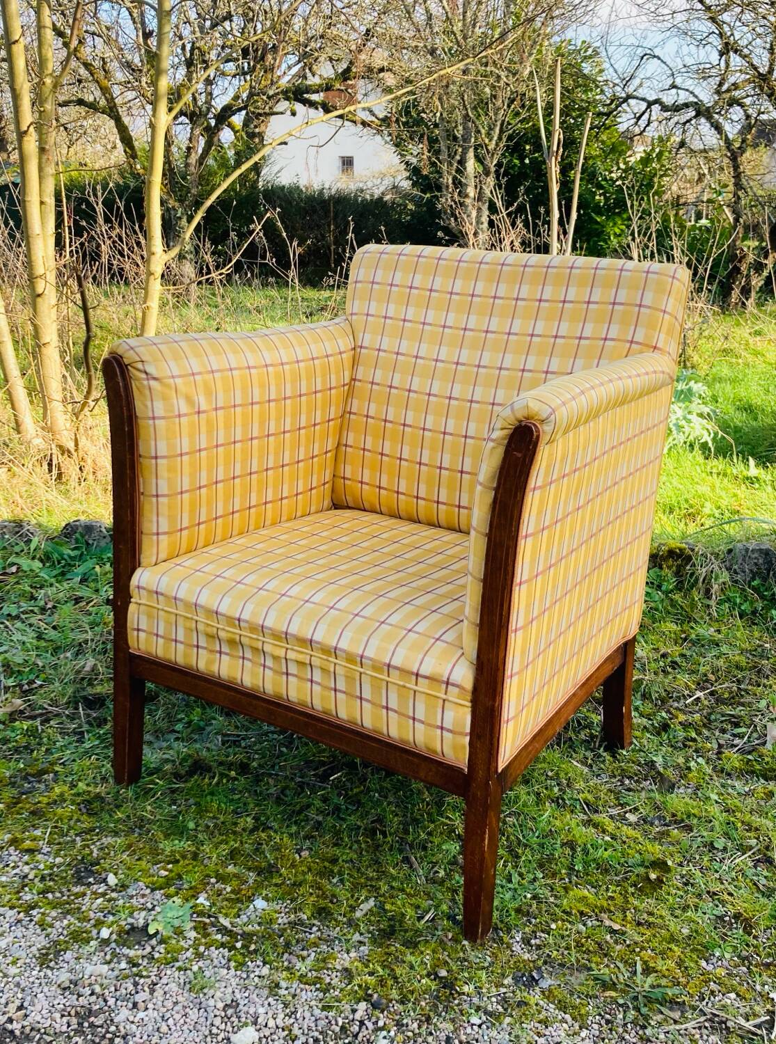 Art Deco club armchair in solid wood, early 20th century