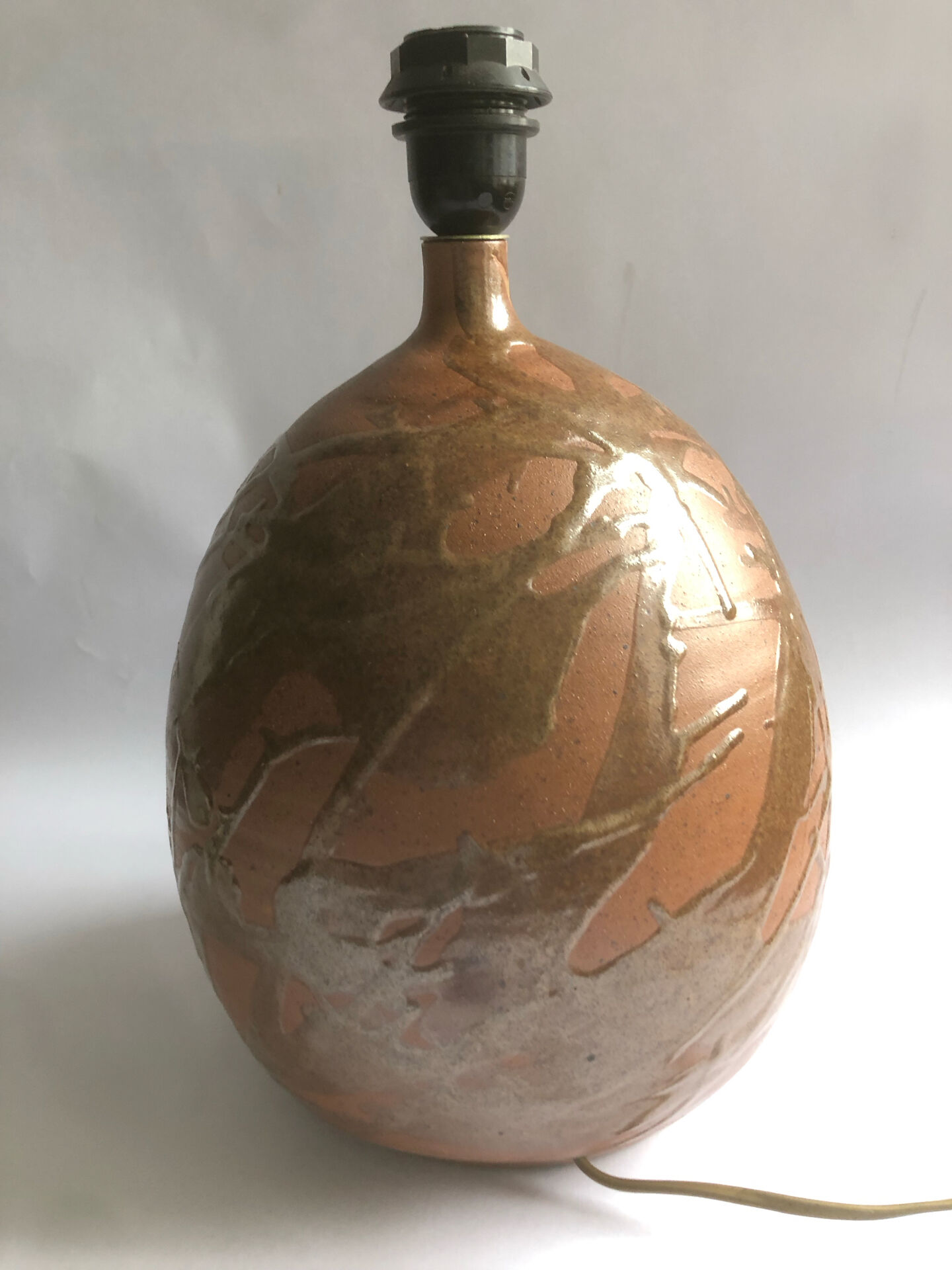 Salt-glazed stoneware lamp base from the workshop "Les Cyclades"