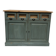 Antique counter cabinet with drawers and label holders – green patina