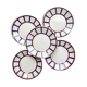 5 Small Vintage French Plates Terre de Fer HBCM Béarn blue and red stripes