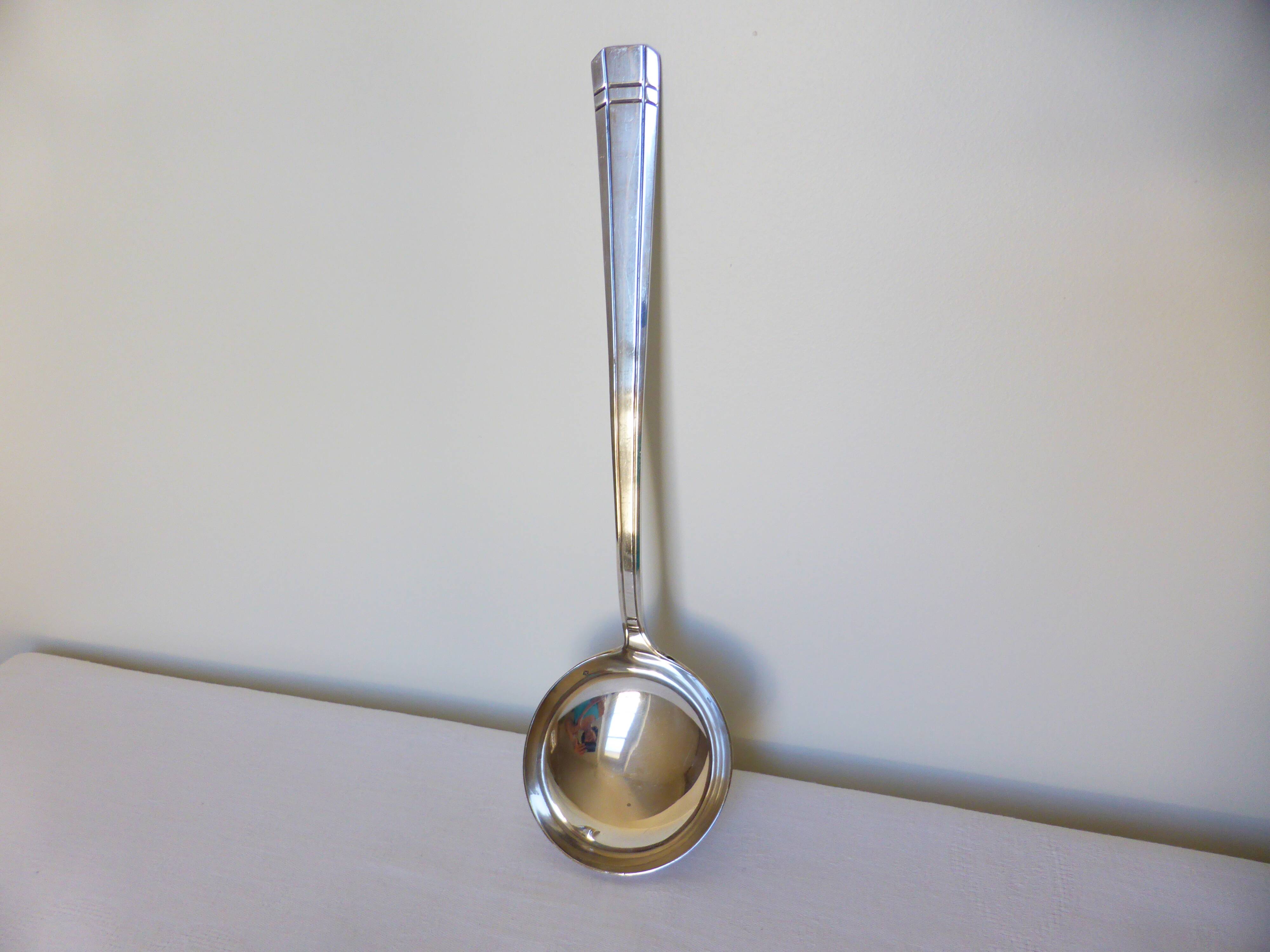 Vintage silver-plated metal ladle, hallmarked