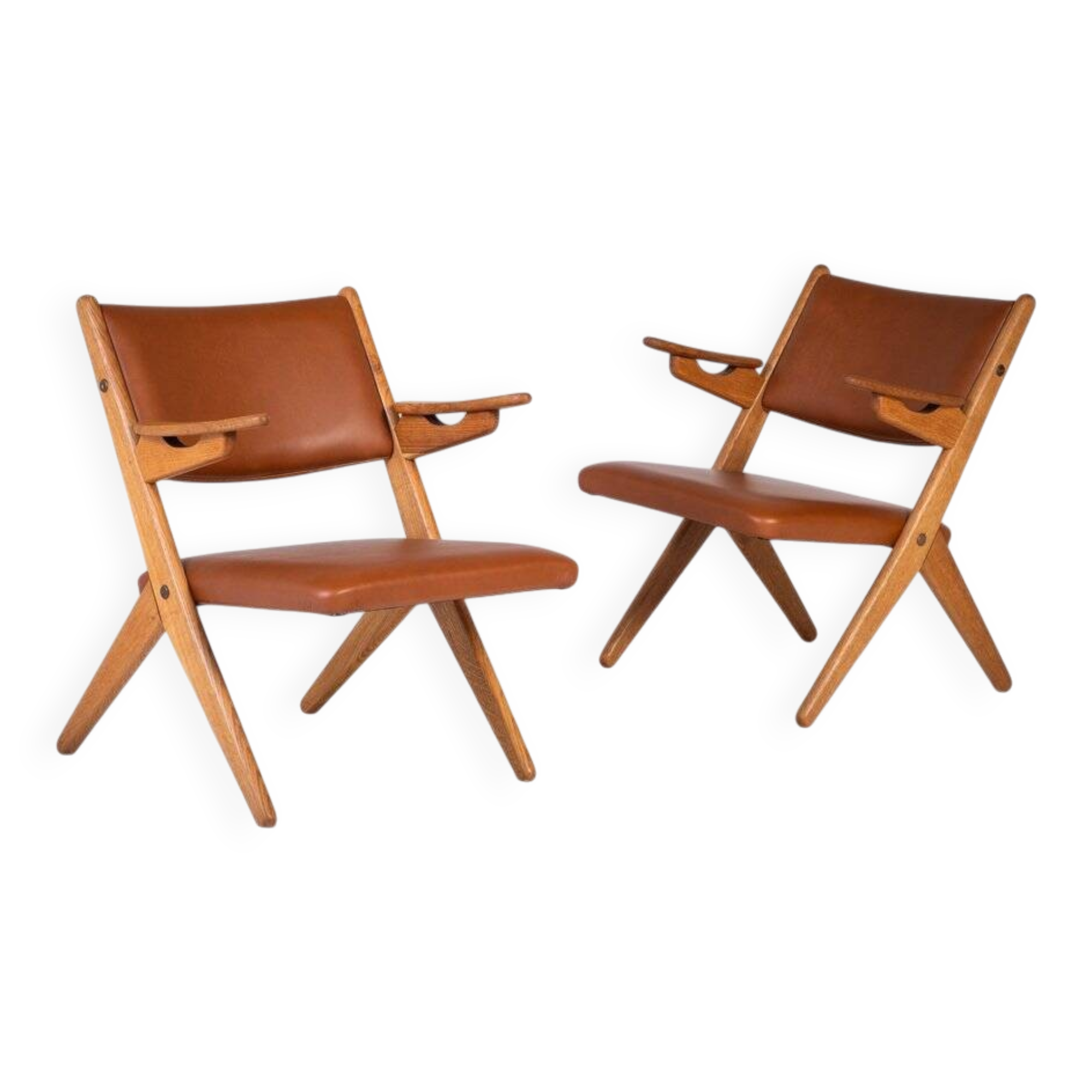 Architectural Armchairs by Arne Hovmand Olsen, Denmark, 1970s, Set of 2