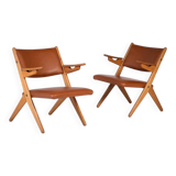 Architectural Armchairs by Arne Hovmand Olsen, Denmark, 1970s, Set of 2