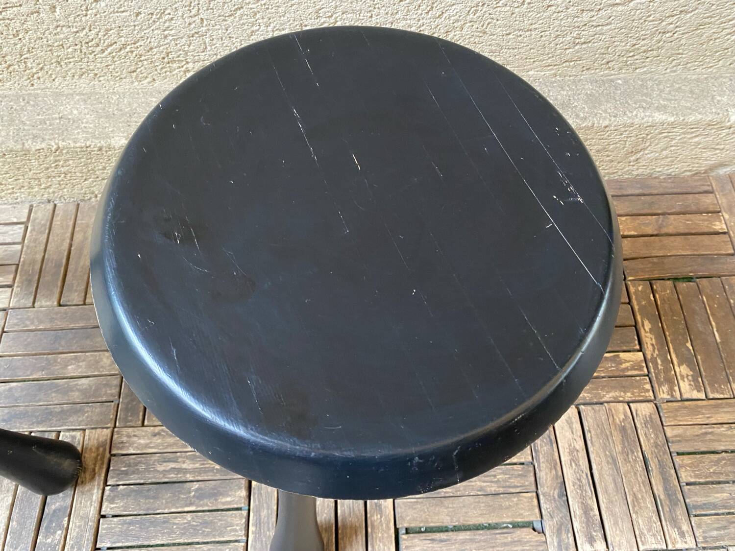 Pair of Ingvar Kamprad design tripod low stools, Habitat edition