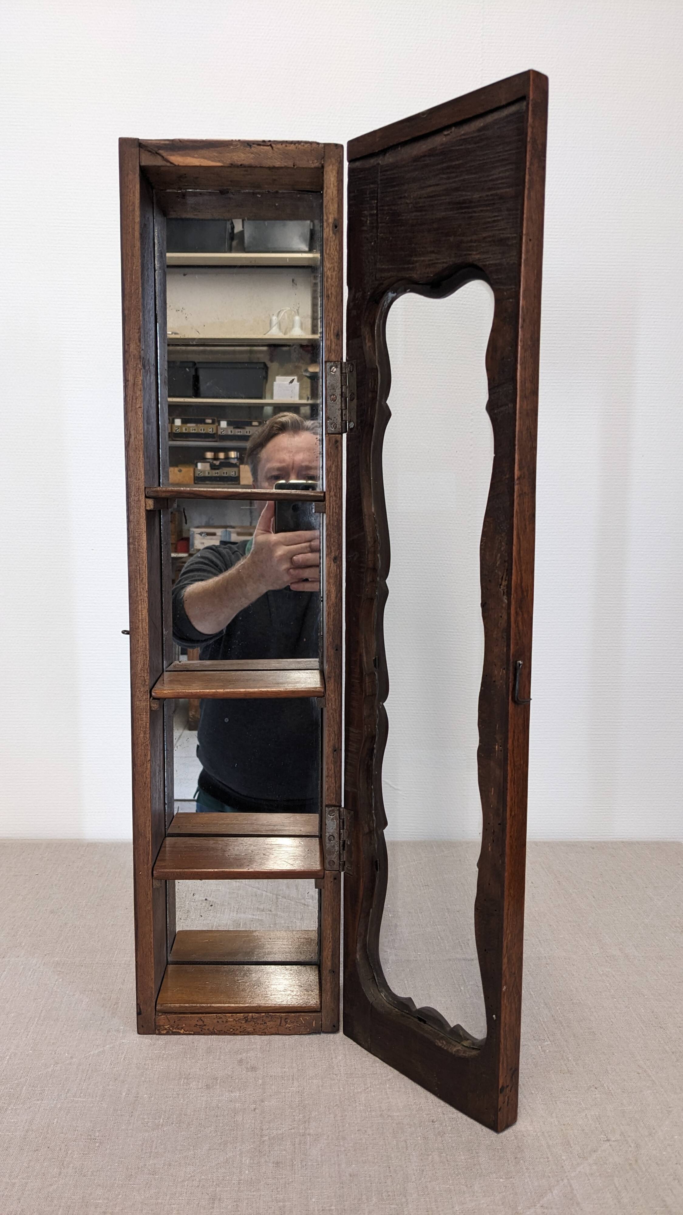 Louis XV style wall display cabinet in walnut, France mid-20th century.
