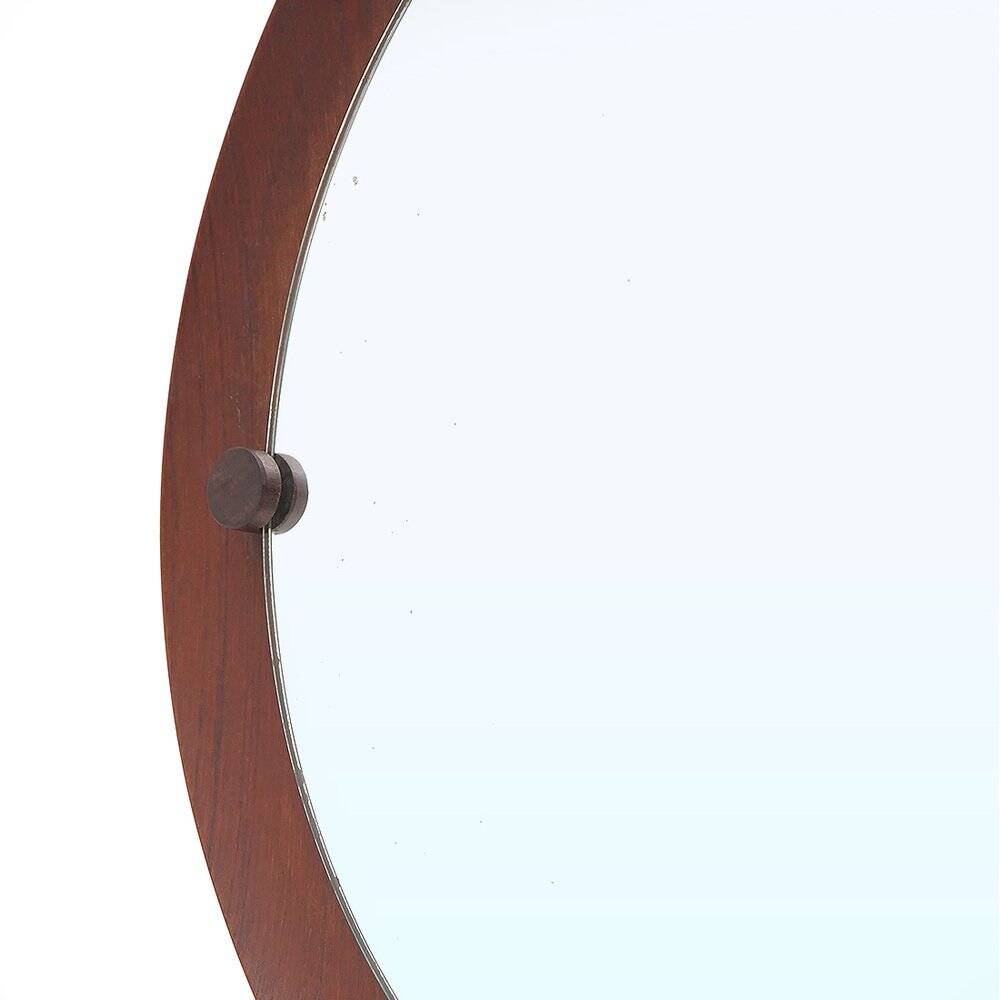 Curved plywood round mirror, 1960s